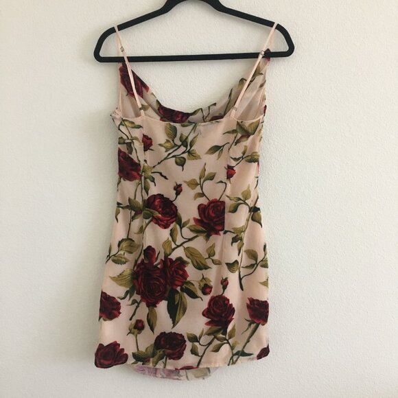 Nasty Gal Size 8 Rose Floral Devore Cowl Slip Mini Dress Party/Cocktail - Picture 11 of 15